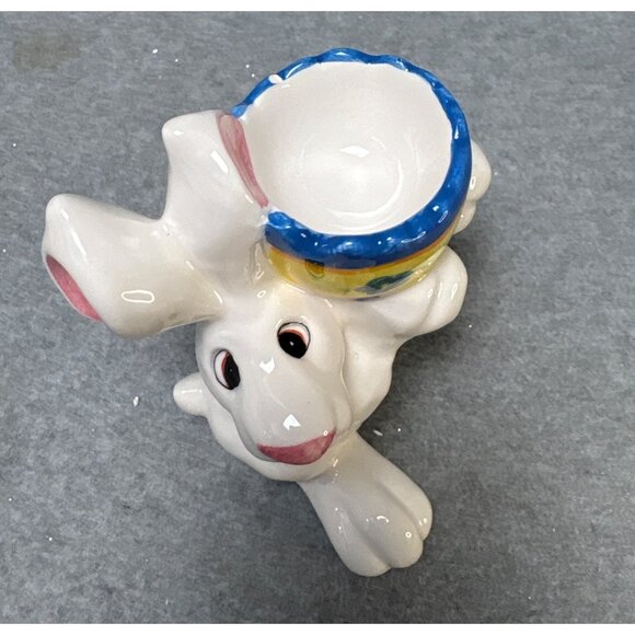 Ceramic Bunny Holding Colorful Egg Planter Figurine  6" tall - Picture 8 of 10